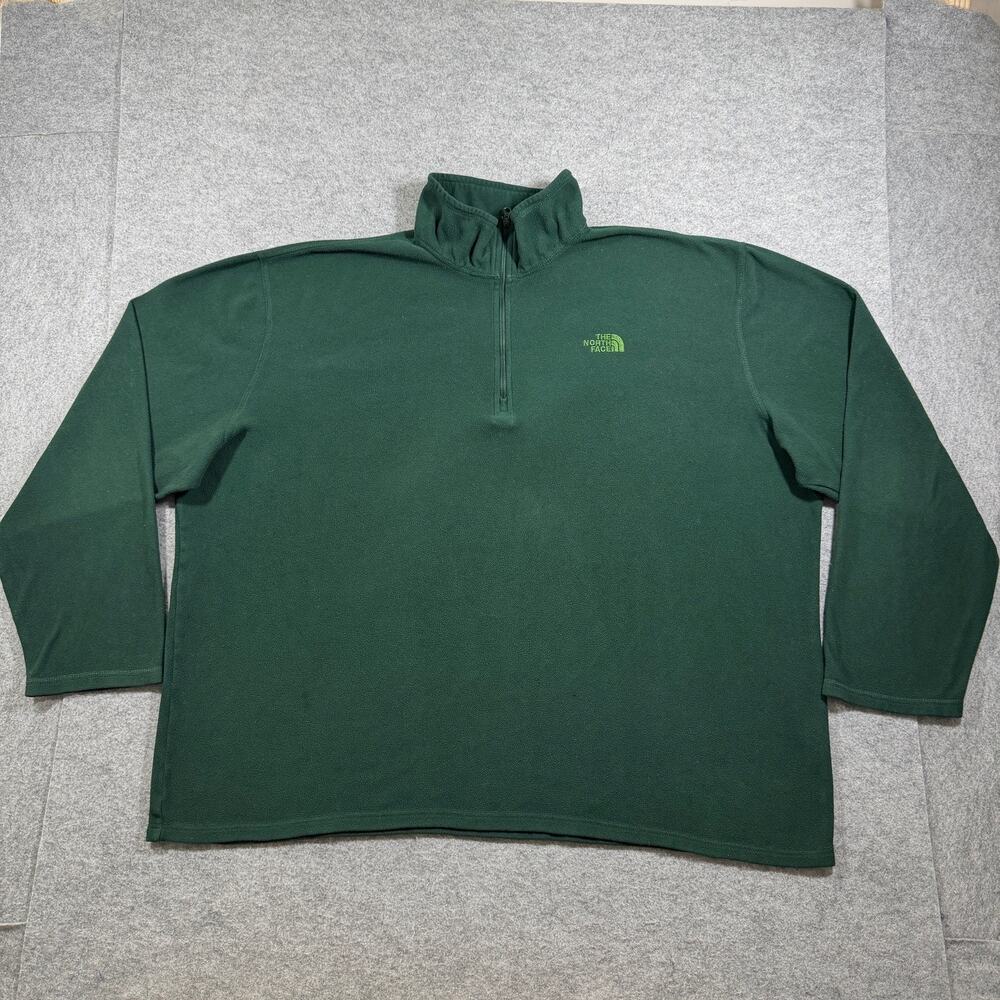 The North Face TKA 100 Polartec Fleece 1/4 Zip Mens XXL Green Hiking Outdoor